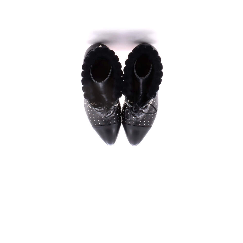 Christian Louboutin 100 Women's Dakita Lace Up Heeled Boots Spiked Leather - Picture 2 of 6